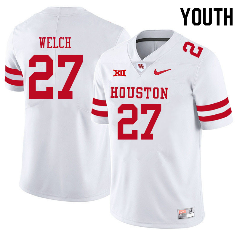 Youth #27 Mike Welch Houston Cougars College Big 12 Conference Football Jerseys Sale-White